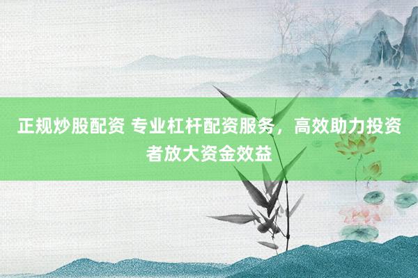 正规炒股配资 专业杠杆配资服务,高效助力投资者放大资金效益