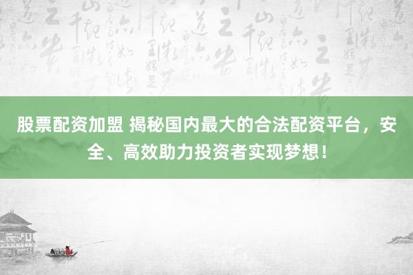股票配资加盟 揭秘国内最大的合法配资平台,安全、高效助力投资者实现梦想!