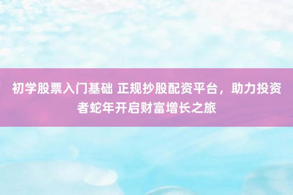 初学股票入门基础 正规抄股配资平台，助力投资者蛇年开启财富增长之旅