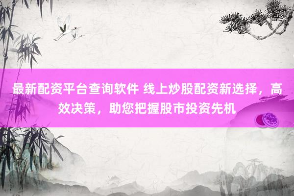 最新配资平台查询软件 线上炒股配资新选择，高效决策，助您把握股市投资先机