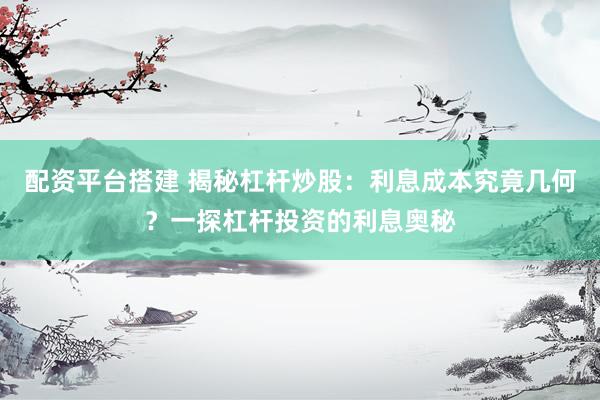 配资平台搭建 揭秘杠杆炒股：利息成本究竟几何？一探杠杆投资的利息奥秘